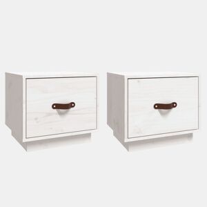 Lote de 2 Mesas De Cabeceira - Mesinhas De Cabeceira 40x34x35 cm pinho maciço branco