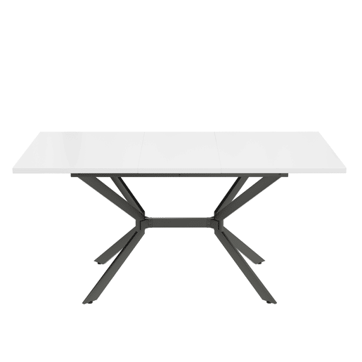 Mesa de jantar extensível 120160*80 cm - pernas em metal preto - branco