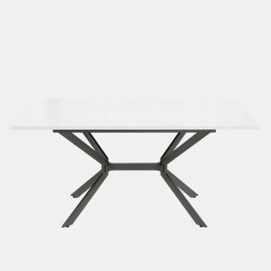 Mesa de jantar extensível 120160*80 cm - pernas em metal preto - branco