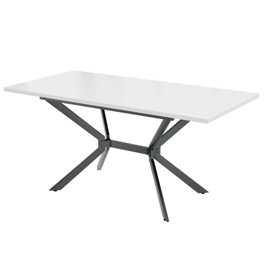 Mesa de jantar extensível 120160*80 cm - pernas em metal preto - branco