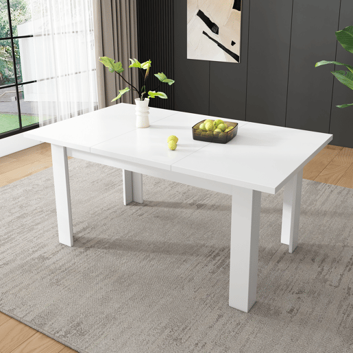 Mesa de jantar 120x70 cm - Mesa retangular com arrumação, mesa multifuncional, design moderno - Branco