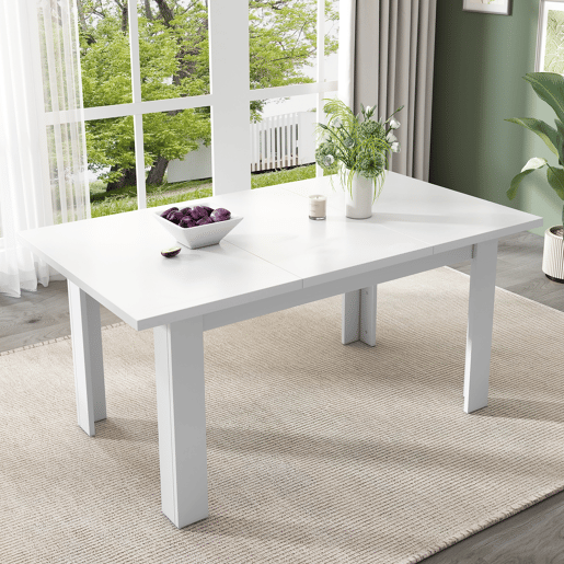 Mesa de jantar 120x70 cm - Mesa retangular com arrumação, mesa multifuncional, design moderno - Branco