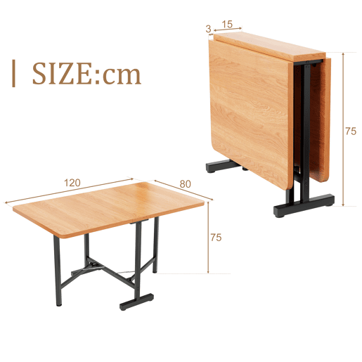 Mesa de jantar extensível 120 cm x 80 cm - Estilo moderno minimalista, estrutura em liga de alta resistência - Carvalho