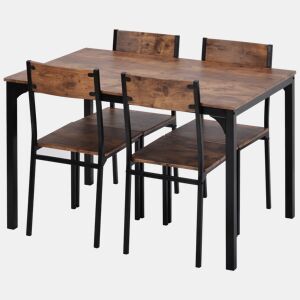 Conjunto de sala de jantar com 4 cadeiras - Mesa para varanda, sala de jantar e sala de estar - Vintage castanho