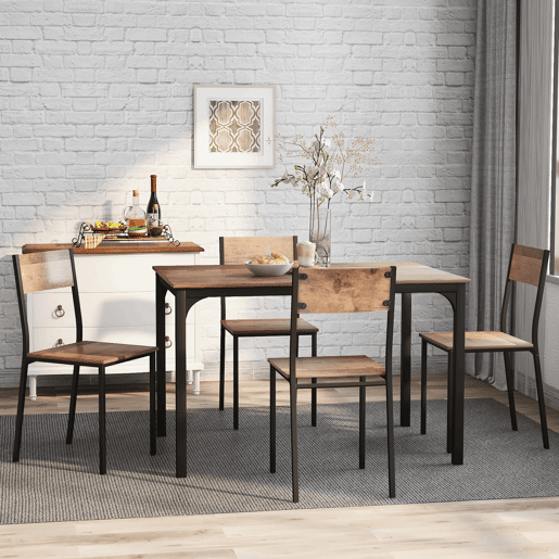 Conjunto de sala de jantar com 4 cadeiras - Mesa para varanda, sala de jantar e sala de estar - Vintage castanho