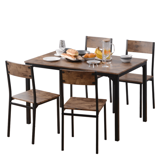 Conjunto de sala de jantar com 4 cadeiras - Mesa para varanda, sala de jantar e sala de estar - Vintage castanho