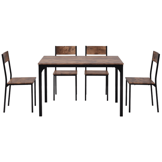 Conjunto de sala de jantar com 4 cadeiras - Mesa para varanda, sala de jantar e sala de estar - Vintage castanho