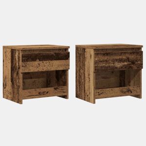 Lote de 2 Mesas De Cabeceira - Mesinhas De Cabeceira 40x30x39cm deriv. madeira madeira velha