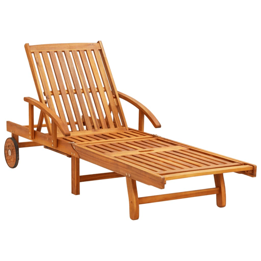 Conjunto de 2 espreguiçadeiras espreguiçadeira para banhos de sol jardim cama terraço mobiliário de exterior com mesa e almofadas acácia maciça 02_0012115