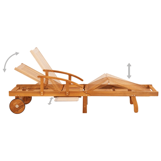 Conjunto de 2 espreguiçadeiras espreguiçadeira para banhos de sol jardim cama terraço mobiliário de exterior com mesa e almofadas acácia maciça 02_0012115