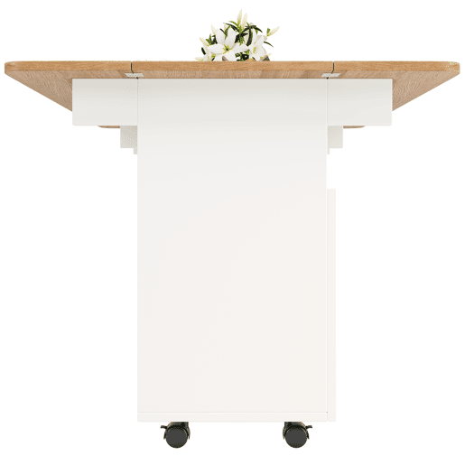 Ilha de cozinha moderna - Multifuncional com espaço de armazenamento - Branco+Natural+Prata