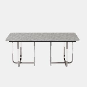 Mesa de jantar 180x80x75 cm - Mesa moderna, estável, com pernas metálicas, para 6 pessoas - Cinza + Prata