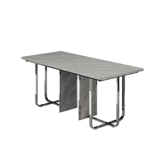 Mesa de jantar 180x80x75 cm - Mesa moderna, estável, com pernas metálicas, para 6 pessoas - Cinza + Prata