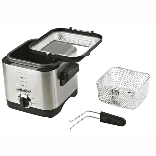 Mesko MS4910 Fritadeira Eléctrica a óleo 1,5 Litros Pequena, Frigideira Antiaderente, Filtro Anti-odor, 900,