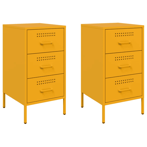 Lote de 2 Mesas De Cabeceira - Mesinhas De Cabeceira 36x39x68 cm aço amarelo mostarda