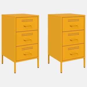 Lote de 2 Mesas De Cabeceira - Mesinhas De Cabeceira 36x39x68 cm aço amarelo mostarda