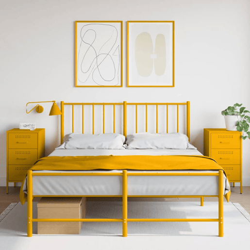 Lote de 2 Mesas De Cabeceira - Mesinhas De Cabeceira 36x39x68 cm aço amarelo mostarda