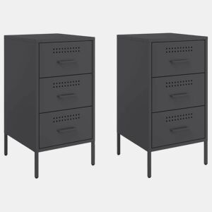 Lote de 2 Mesas De Cabeceira - Mesinhas De Cabeceira 36x39x68 cm aço preto