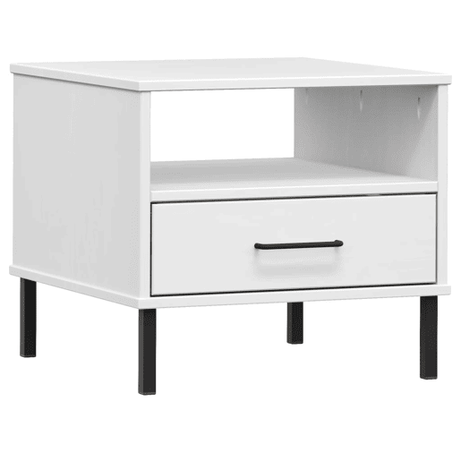 Mesa De Cabeceira - Mesinha De Cabeceira c pernas de metal pinho maciço branco