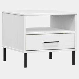 Mesa De Cabeceira - Mesinha De Cabeceira c pernas de metal pinho maciço branco