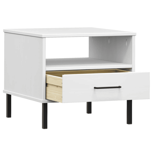 Mesa De Cabeceira - Mesinha De Cabeceira c pernas de metal pinho maciço branco