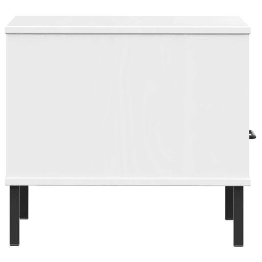 Mesa De Cabeceira - Mesinha De Cabeceira c pernas de metal pinho maciço branco