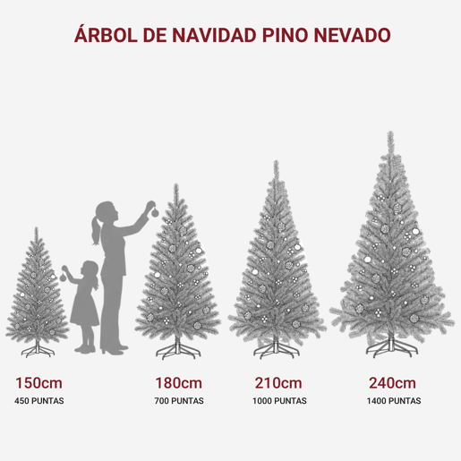Árvore de Natal com pinheiro nevado de 180 cm com enfeite de pinha, frutas vermelhas e neve