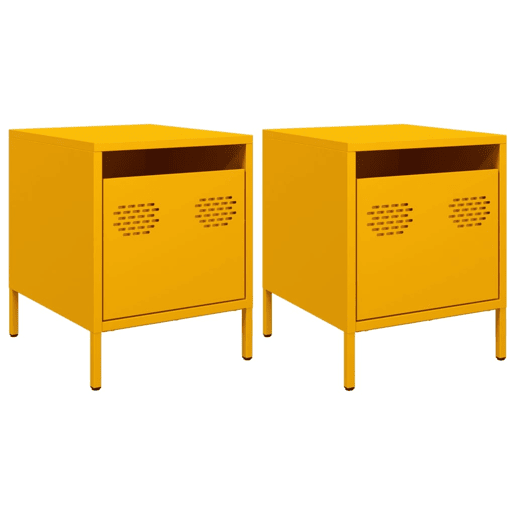 Lote de 2 Mesas De Cabeceira - Mesinhas De Cabeceira 35x39x43,5 cm aço amarelo mostarda