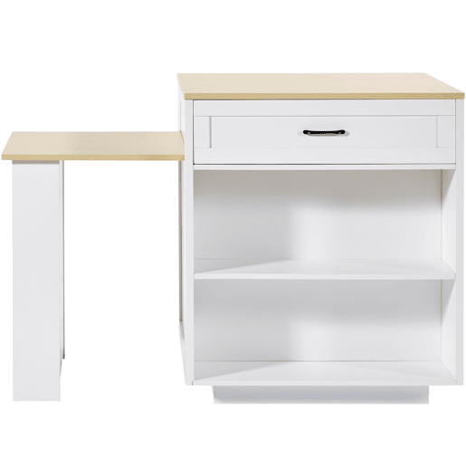 Mesa de bar extensível 133-202×70×93,5 cm - com duas gavetas, quatro compartimentos e prateleiras laterais - Branco Mesa de bar extensível 133-202×70×93,5 cm - com duas gavetas, quatro compartimentos e prateleiras laterais - Branco