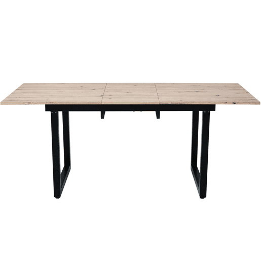 Mesa de jantar extensível 1401808075 - estilo industrial, retangular, mesa de café moderna, ferro, MDF, aparência carvalho + preto