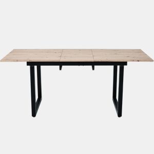 Mesa de jantar extensível 1401808075 - estilo industrial, retangular, mesa de café moderna, ferro, MDF, aparência carvalho + preto