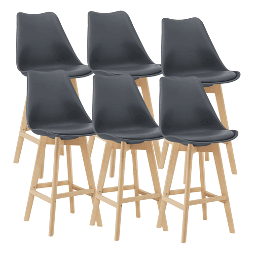 Conjunto de 6 bancos altos de plástico sintético de faia 105 x 48 x 58 cm cinza 03_0008726