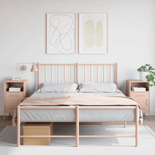 Lote de 2 Mesas De Cabeceira - Mesinhas De Cabeceira 36x39x68 cm aço rosa
