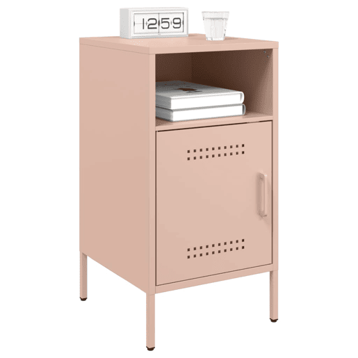 Lote de 2 Mesas De Cabeceira - Mesinhas De Cabeceira 36x39x68 cm aço rosa