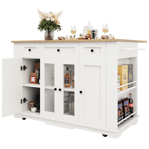 Ilha de cozinha - divisórias removíveis - com bancada - Branco