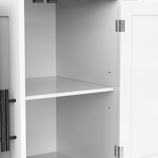 Carrinho de serviço 120x46 cm - Com tampa dobrável, rodas e pés de madeira intercambiáveis - Branco + Natural