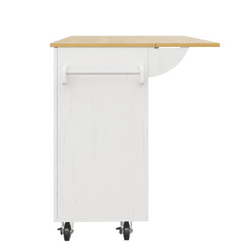 Ilha de cozinha moderna - Armário de cozinha, aparador, carrinho de refeições em madeira, mesa multifuncional com arrumação - Branco