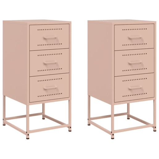 Lote de 2 Mesas De Cabeceira - Mesinhas De Cabeceira 36x39x78 cm aço rosa Lote de 2 Mesas De Cabeceira - Mesinhas De Cabeceira 36x39x78 cm aço rosa