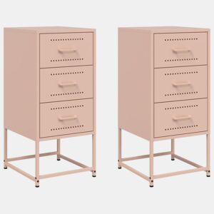 Lote de 2 Mesas De Cabeceira - Mesinhas De Cabeceira 36x39x78 cm aço rosa