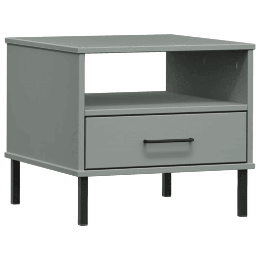 Mesa De Cabeceira Mesinha De Cabeceira - c pernas de metal pinho maciço OSLO cinzento
