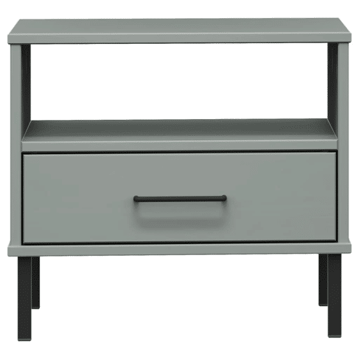 Mesa De Cabeceira Mesinha De Cabeceira - c pernas de metal pinho maciço OSLO cinzento