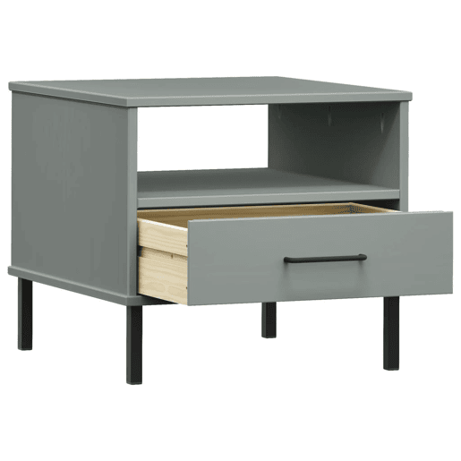 Mesa De Cabeceira Mesinha De Cabeceira - c pernas de metal pinho maciço OSLO cinzento