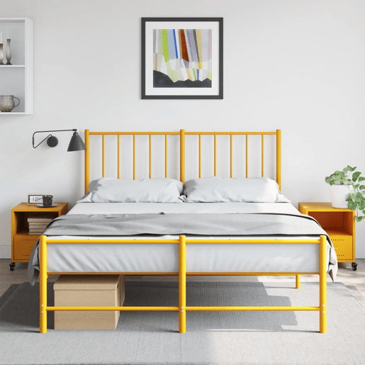 Lote de 2 Mesas De Cabeceira - Mesinhas De Cabeceira 36x39x43,5 cm aço amarelo mostarda