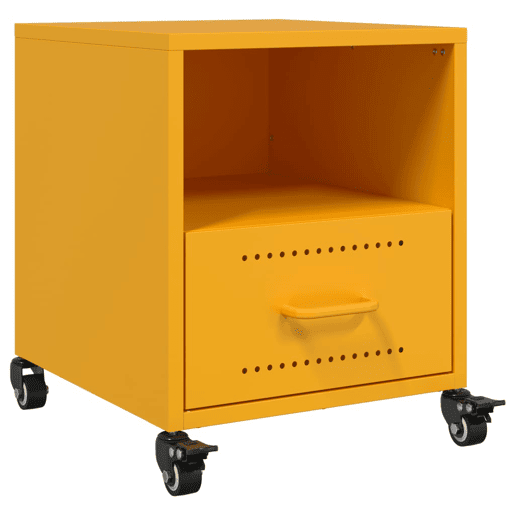 Lote de 2 Mesas De Cabeceira - Mesinhas De Cabeceira 36x39x43,5 cm aço amarelo mostarda