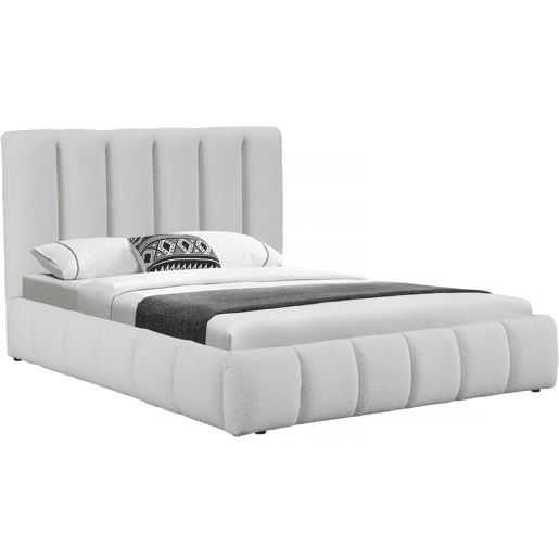 Cama Boucle com baú Annie - 140 x 190 cm - Branco