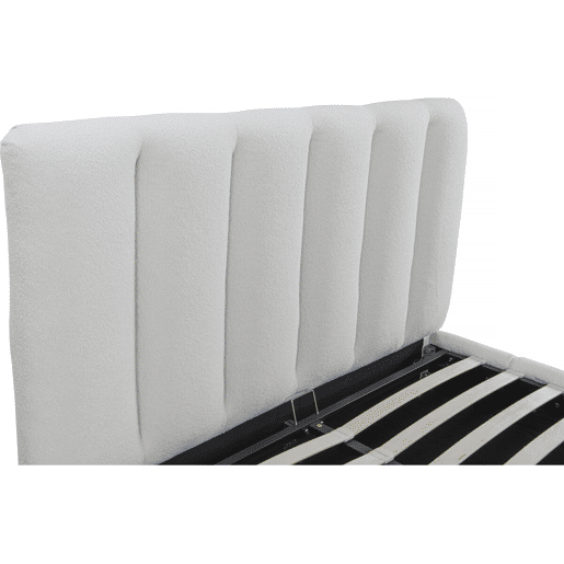 Cama Boucle com baú Annie - 140 x 190 cm - Branco
