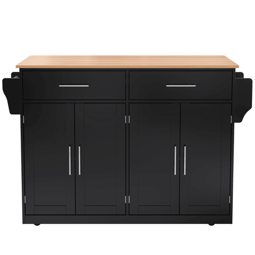 Carrinho de serviço 120x46(70)x91 cm - com mesa dobrável, rodas e pés de madeira intercambiáveis - Preto