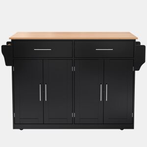 Carrinho de serviço 120x46(70)x91 cm - com mesa dobrável, rodas e pés de madeira intercambiáveis - Preto