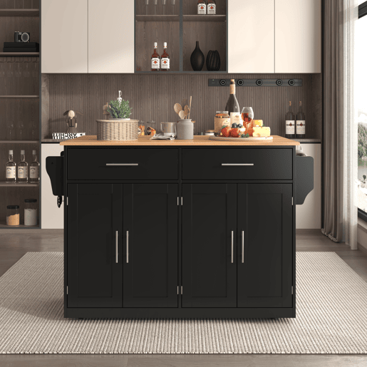Carrinho de serviço 120x46(70)x91 cm - com mesa dobrável, rodas e pés de madeira intercambiáveis - Preto