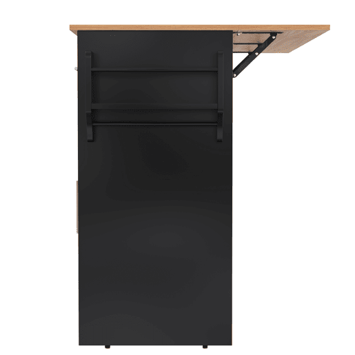 Carrinho de serviço 120x46(70)x91 cm - com mesa dobrável, rodas e pés de madeira intercambiáveis - Preto